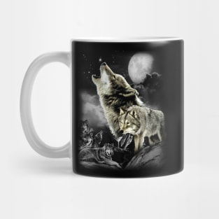 Howling Wolves in full moon Mug